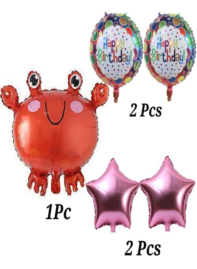 Fun Affairs Crab Theme Foil Balloon, Marine Under Sea Balloons Decoration Set for Happy Birthday Red 5 pc - Image 4